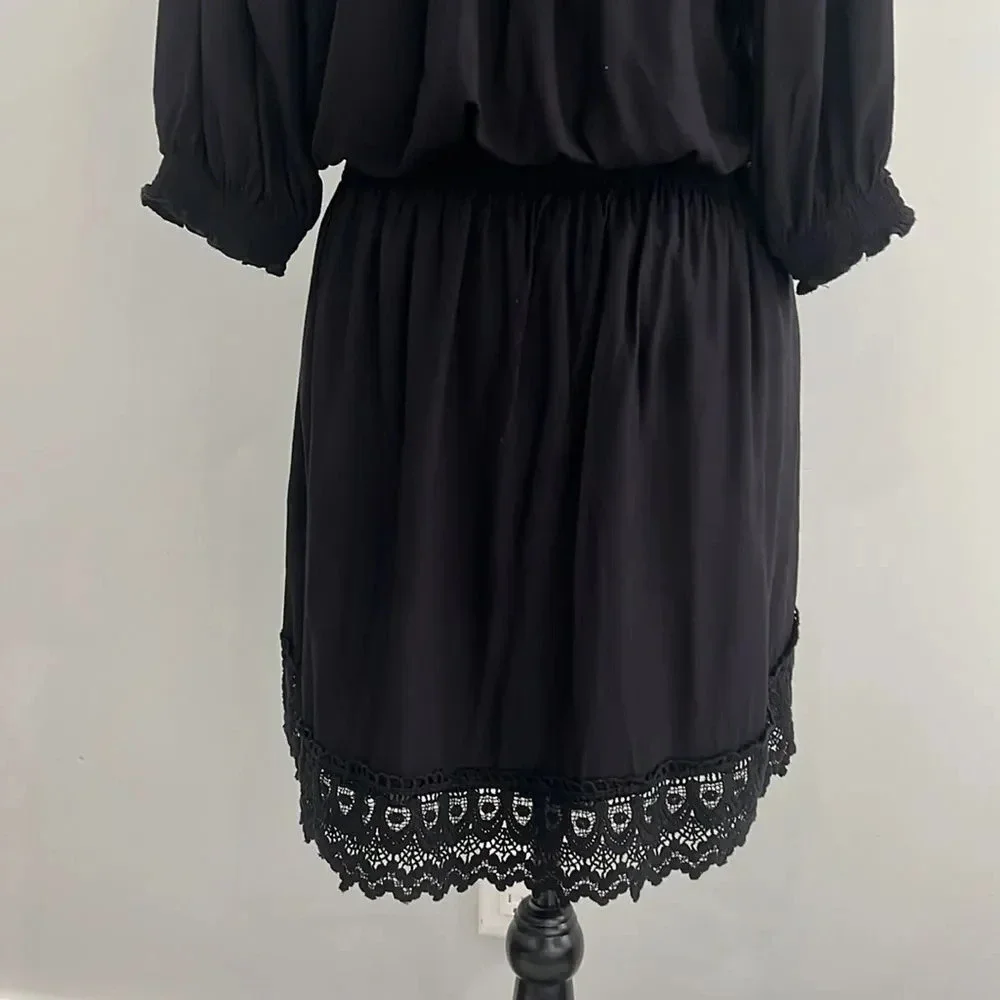 Melissa Odabash Mini Dress Size M Ivy Bandeau Strapless Crochet Sexy - Black - Picture 10 of 12